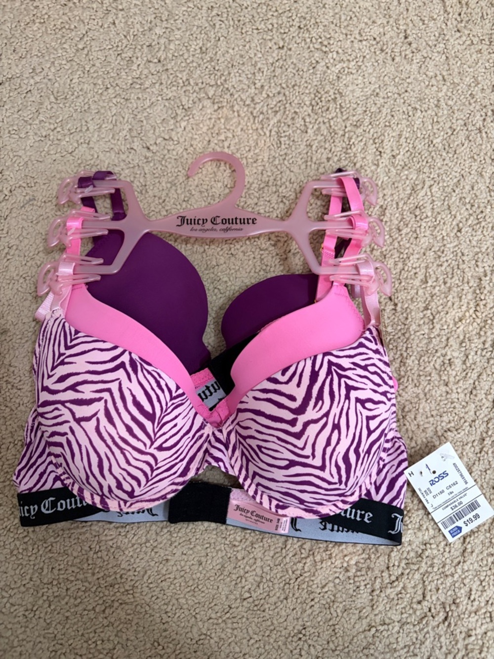 Juicy Couture NWT PUSH UP BRAS SET OF 3 34B